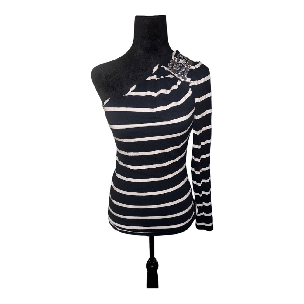 One sleeve, jeweled top